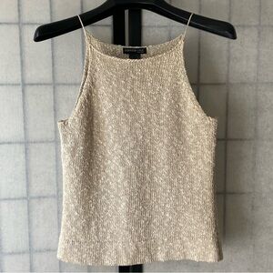 Kenneth Cole New York Golden Cotton Linen Knit Camisole Shimmer Top Size S